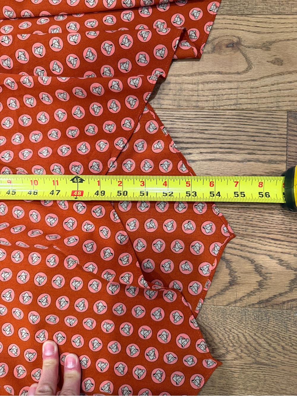 Topshop Horse Coin Print Long Sleeve Asymmetric Midi Dress Rust Orange Size 10 - Picture 13 of 13
